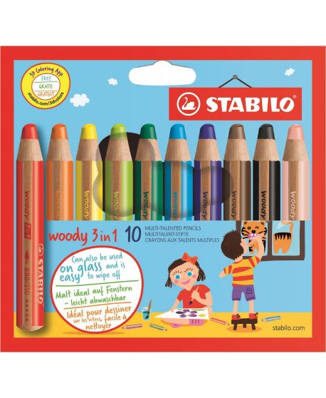ΚΡΑΓΙΟΝ STABILO WOODY 880 10ΤΕΜ.