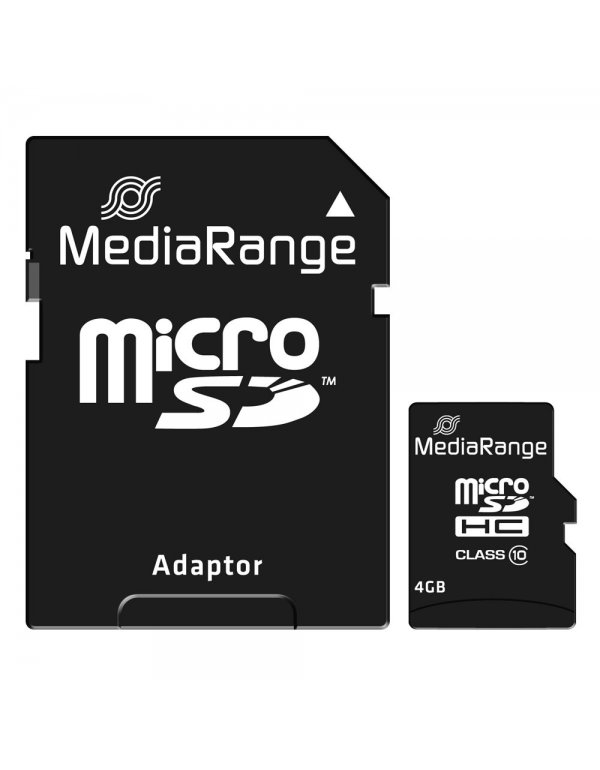 MediaRange Micro SDHC Class 10 With SD Adaptor 4 GB (High Capacity)