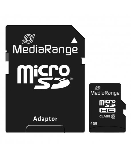MediaRange Micro SDHC Class 10 With SD Adaptor 4 GB (High Capacity)