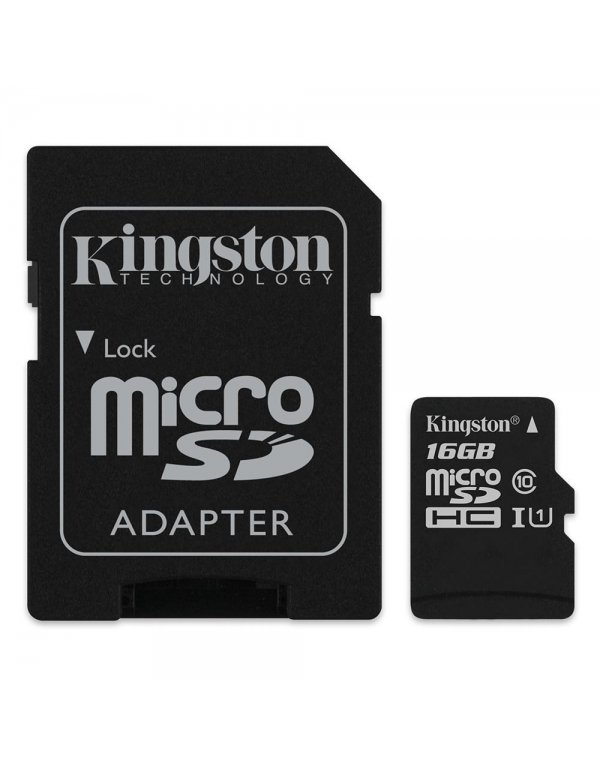 Kingston Micro Secure Digital 16GB microSDHC Canvas Select 80R CL10 UHS-I Card + SD Adapter 