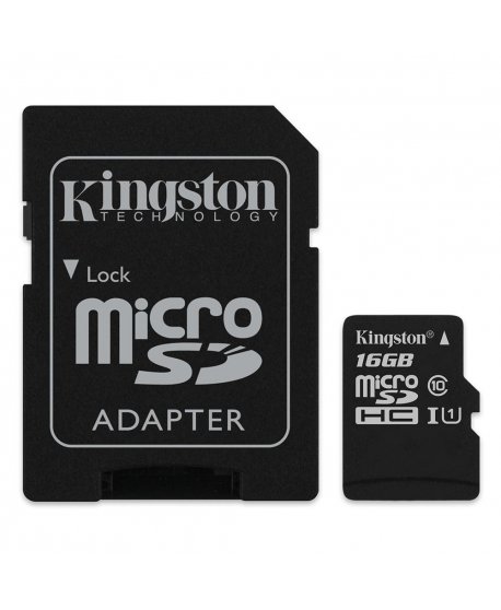 Kingston Micro Secure Digital 16GB microSDHC Canvas Select 80R CL10 UHS-I Card + SD Adapter 