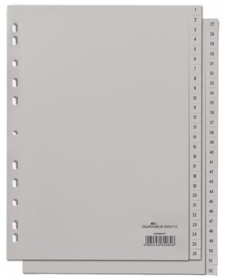 ΕΥΡΕΤΗΡΙΑ ΚΛΑΣΕΡ ΠΛΑΣΤΙΚΑ DURABLE ΑΡΙΘΜΩΝ ΓΚΡΙ 1-52