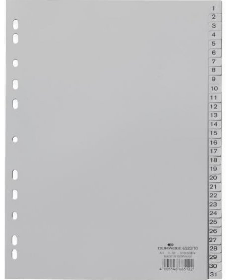 ΕΥΡΕΤΗΡΙΑ ΚΛΑΣΕΡ ΠΛΑΣΤΙΚΑ DURABLE ΑΡΙΘΜΩΝ 1-31