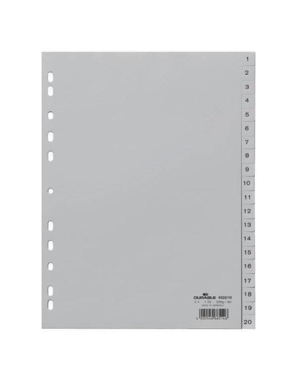 ΕΥΡΕΤΗΡΙΑ ΚΛΑΣΕΡ ΠΛΑΣΤΙΚΑ DURABLE ΑΡΙΘΜΩΝ 1-20