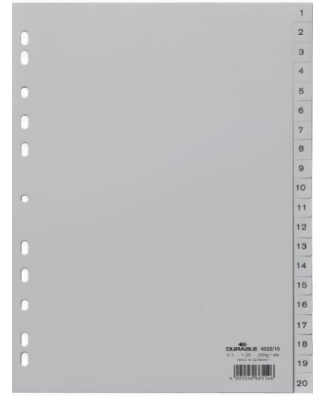 ΕΥΡΕΤΗΡΙΑ ΚΛΑΣΕΡ ΠΛΑΣΤΙΚΑ DURABLE ΑΡΙΘΜΩΝ 1-20