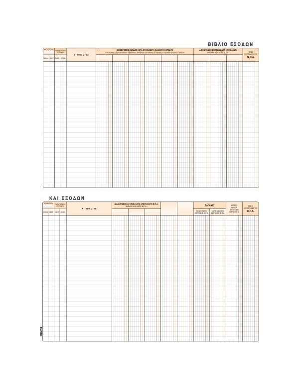 ΒΙΒΛΙΟ ΕΣΟΔΩΝ ΕΞΟΔΩΝ 25x38 100φ. 