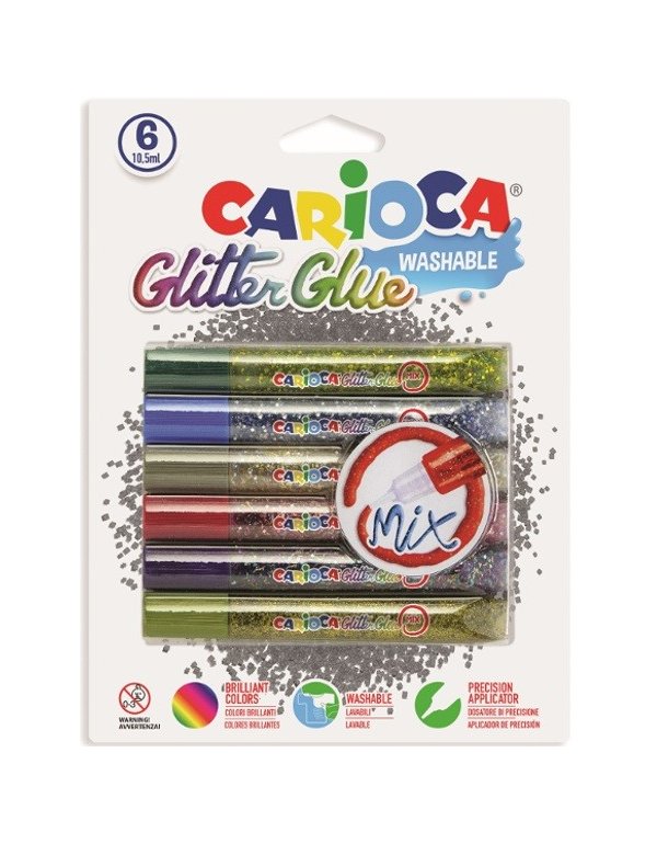 ΧΡΥΣΟΚΟΛΛΑ CARIOCA MIX GLITΤΕR 10,5ml 6TEM.