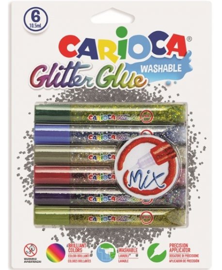 ΧΡΥΣΟΚΟΛΛΑ CARIOCA MIX GLITΤΕR 10,5ml 6TEM.