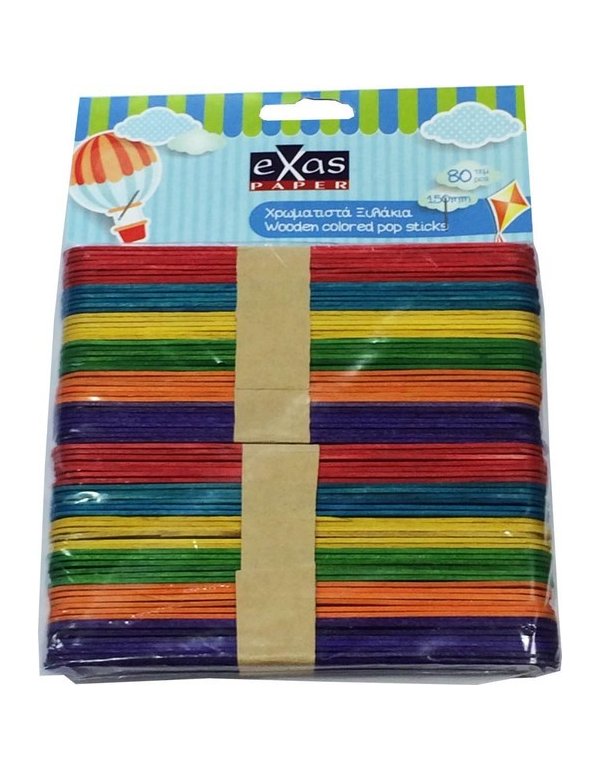 ΞΥΛΑΚΙΑ EXAS PAPER 15cm ΧΡΩΜΑΤΙΣΤΑ 80τεμ.