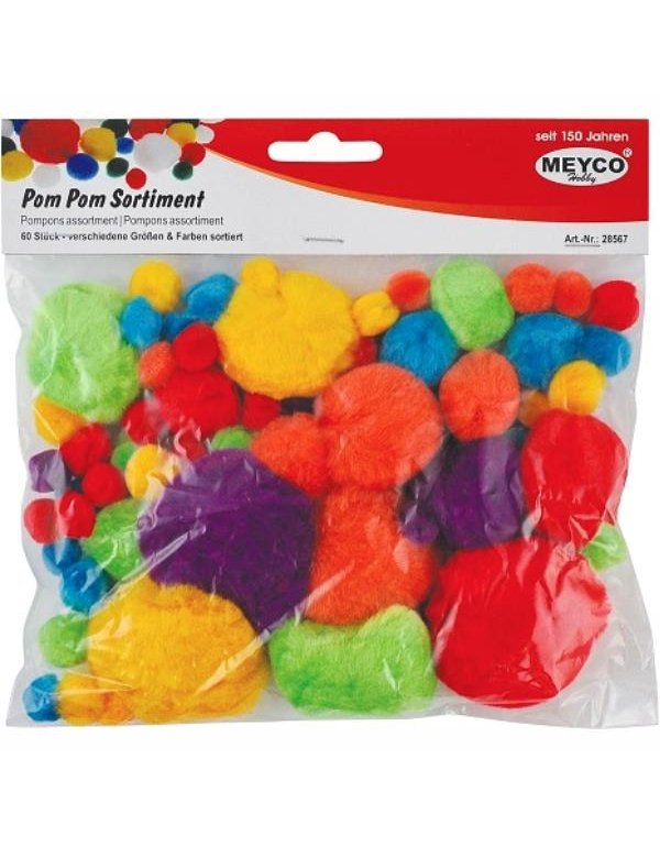 ΠΟΜ ΠΟΜ ΡΟΜ-ΡΟΜ MEYCO ΣΕΤ 60τεμ. ΔΙΑΦΟΡΑ ΜΕΓΕΘΗ ΚΑΙ ΧΡΩΜΑΤΑ