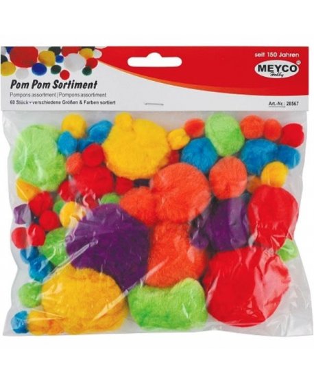 ΠΟΜ ΠΟΜ ΡΟΜ-ΡΟΜ MEYCO ΣΕΤ 60τεμ. ΔΙΑΦΟΡΑ ΜΕΓΕΘΗ ΚΑΙ ΧΡΩΜΑΤΑ