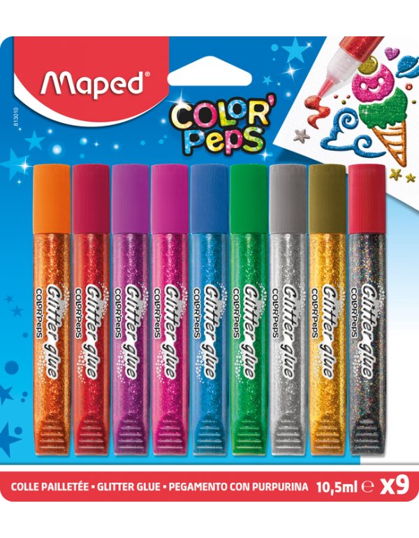 ΧΡΥΣΟΚΟΛΛΕΣ MAPED COLOR'PEPS 9 ΧΡΩΜΑΤΑ x 10,5ml 
