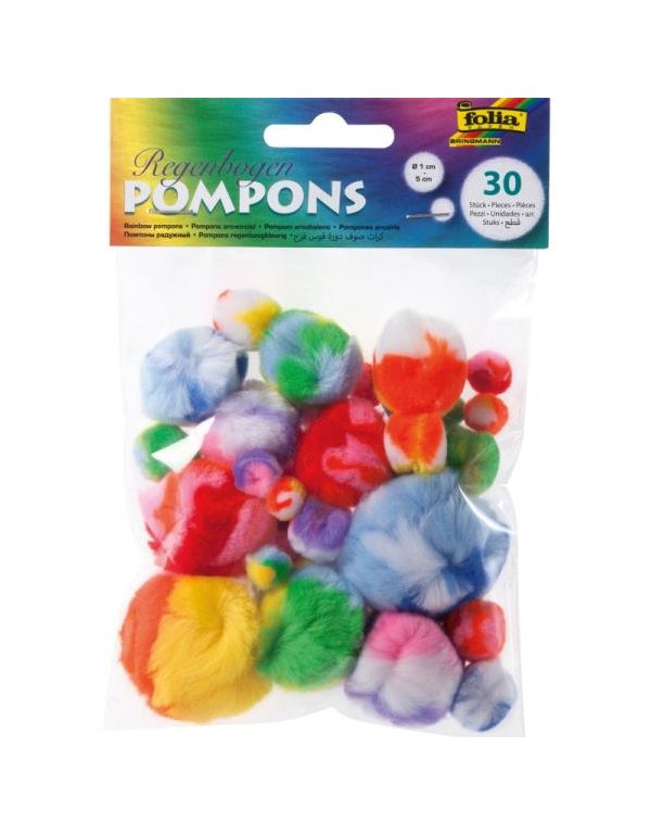 ΠΟΜ-ΠΟΜ POM-POM FOLIA ΠΟΛΥΧΡΩΜΟ ΑΣΟΡΤΙ 30τεμ. (Φ 1-5cm)