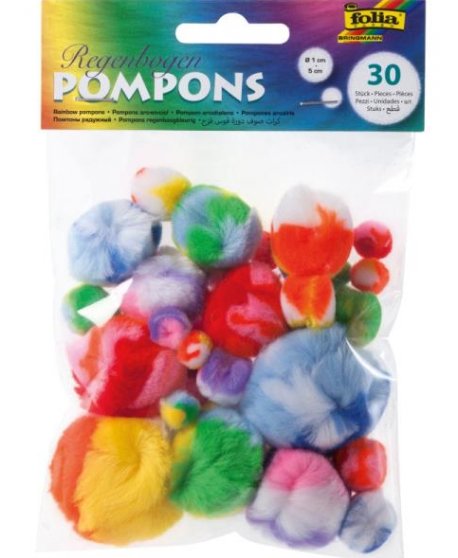ΠΟΜ-ΠΟΜ POM-POM FOLIA ΠΟΛΥΧΡΩΜΟ ΑΣΟΡΤΙ 30τεμ. (Φ 1-5cm)