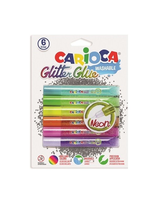 ΧΡΥΣΟΚΟΛΛΑ ΚΟΛΛΑ CARIOCA NEON GLITTER 10,5ml 6TEM.