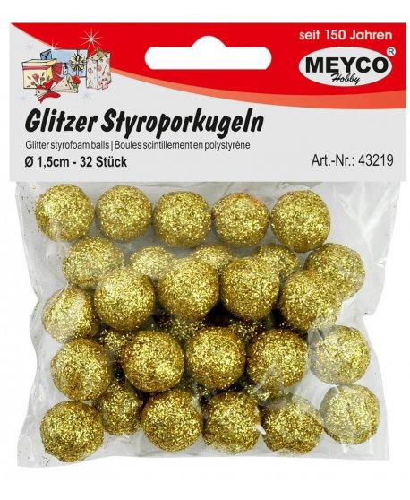 MEYCO ΦΕΛΙΖΟΛ ΜΠΑΛΕΣ GLITTER ΧΡΥΣΟ ΔΙΑΜΕΤΡΟΣ 15mm 32TEM.