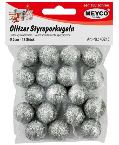 MEYCO ΦΕΛΙΖΟΛ ΜΠΑΛΕΣ GLITTER ΑΣΗΜΙ ΔΙΑΜΕΤΡΟΣ 20mm 18ΤΕΜ.