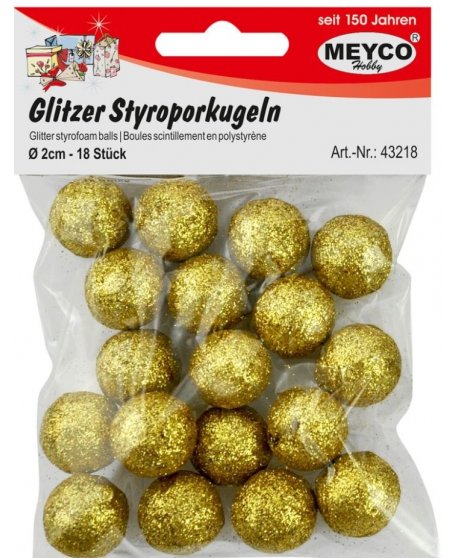 MEYCO ΦΕΛΙΖΟΛ ΜΠΑΛΕΣ GLITTER ΧΡΥΣΟ ΔΙΑΜΕΤΡΟΣ 20mm 18ΤΕΜ.