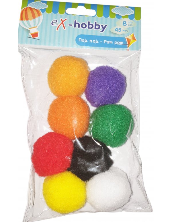 ΠΟΝ ΠΟΝ ΔΙΑΦΟΡΑ ΧΡΩΜΑΤΑ eX-HOBBY 4,5cm 8τεμ. 