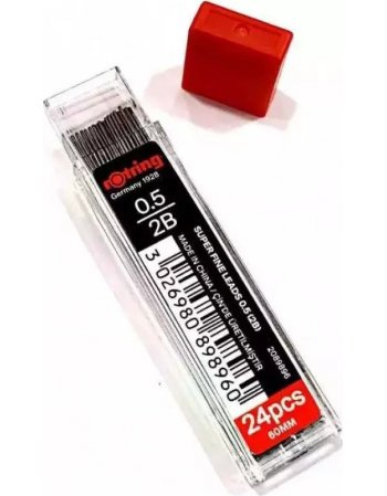 ΜΥΤΕΣ ΓΙΑ ΜΗΧΑΝΙΚΟ ΜΟΛΥΒΙ SUPER FINE ROTRING 0.5mm 2B 24ΤΕΜ.