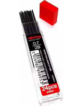 ΜΥΤΕΣ ΓΙΑ ΜΗΧΑΝΙΚΟ ΜΟΛΥΒΙ SUPER FINE ROTRING 0.7mm 2B 24ΤΕΜ.
