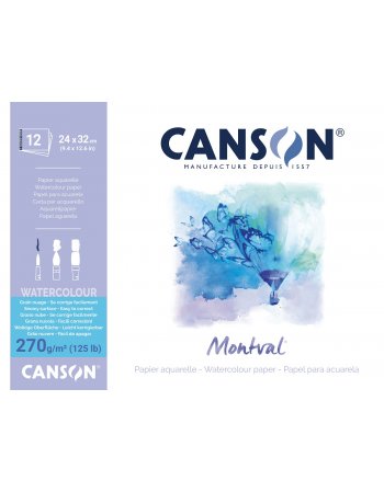 ΜΠΛΟΚ CANSON MONTVAL AQUA 24x32 270gr 12φ SNOW GR