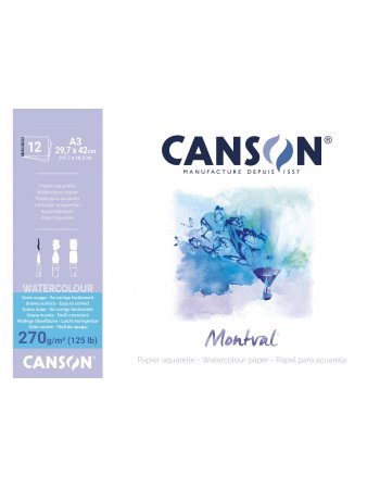 ΜΠΛΟΚ CANSON MONTVAL AQUA 29x42 270gr 12φ SNOW GR