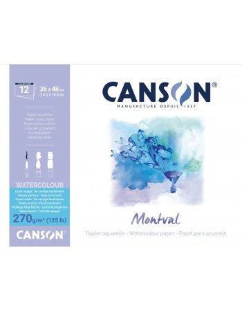 ΜΠΛΟΚ CANSON MONTVAL AQUA 36x48 270gr 12φ SNOW GR