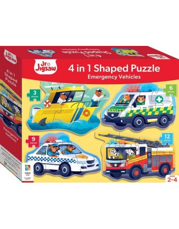 4-IN-1 SHAPED PUZZLE - EMERGENCY VEHICLES