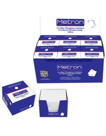 METRON ΚΥΒΟΣ ΑΚΟΛΛΗΤΟΣ 750 ΦΥΛΛΑ 90x90mm ΛΕΥΚΟΣ ΧΑΡΤΙΝΗ ΘΗΚΗ