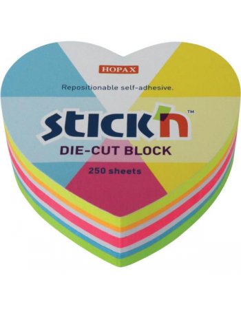ΧΑΡΤΑΚΙΑ STICK'N ΚΥΒΟΣ NEON ΚΑΡΔΙΑ 67Χ67 250Φ