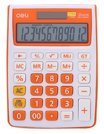 DELI ΑΡΙΘΜΟΜΗΧΑΝΗ 12 ΨΗΦΙΑ ΜΠΑΤΑΡΙΑ/ΗΛΙΑΚΗ ΠΟΡΤΟΚΑΛΙ