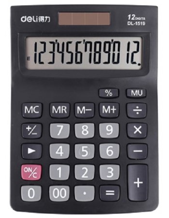DELI ΑΡΙΘΜΟΜΗΧΑΝΗ SMART 12 ΨΗΦΙΩΝ ΜΠΑΤΑΡΙΑΣ/ΗΛΙΑΚΗ ΜΑΥΡΟ