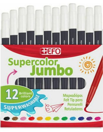 ΜΑΡΚΑΔΟΡΟΙ ΖΩΓΡΑΦΙΚΗΣ ΜΑΥΡΟ +EFO SUPERCOLOR JUMBO 12ΤΕΜ.