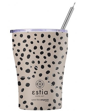 ESTIA ΘΕΡΜΟΣ COFFEE MUG SAVE THE AEGEAN 350ml LEOPARD TAUPE