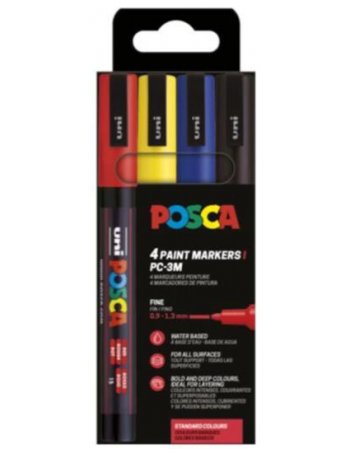 ΜΑΡΚΑΔΟΡΟΙ UNI POSCA PC-3M MEDIUM ΣΕΤ 4 BASIC