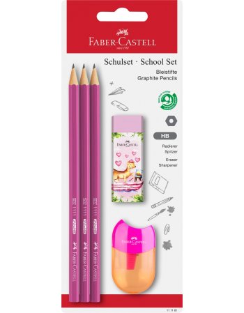 ΣΕΤ FABER CASTELL 111181 JUNGLE ΡΟΖ  (3 ΜΟΛΥΒΙΑ,1 ΓΟΜΑ,1...