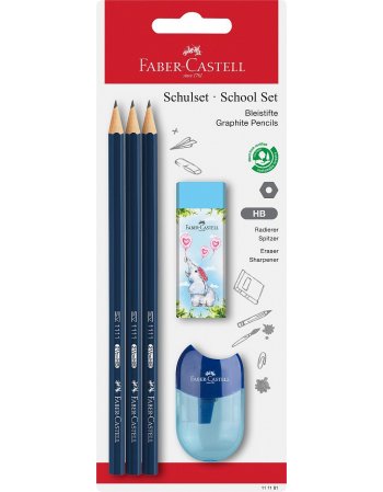 ΣΕΤ FABER CASTELL 111181 JUNGLE ΜΠΛΕ (3 ΜΟΛΥΒΙΑ,1 ΓΟΜΑ,1...