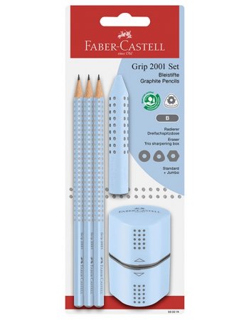 ΣΕΤ FABER CASTELL 580074 GRIP SKY BLUE (3 ΜΟΛΥΒΙΑ+ΓΟΜΑ+...