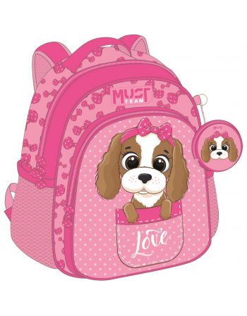 ΣΧΟΛΙΚΗ ΤΣΑΝΤΑ ΠΛΑΤΗΣ ΝΗΠΙΟΥ MUST TEAM DOG WITH PINK BOW...