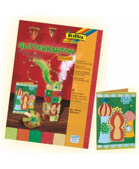 ΧΑΡΤΟΝΙΑ FOLIA GLITTER 24χ34 300gr ΑΣΟΡΤΙ 5τεμ. (5 χρώματα)
