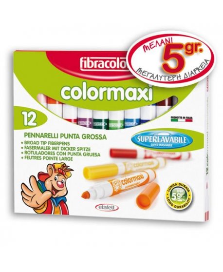 ΜΑΡΚΑΔΟΡΟΙ FIBRACOLOR COLORMAXI SUPERLAVABILY 12ΤΕΜ.